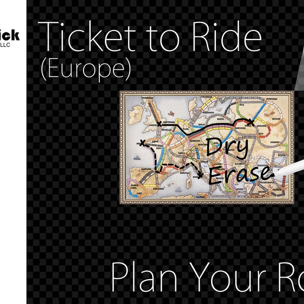 Premium Acrylic Ticket to Ride Europe Route Planning Plaque, Reusable, Wet Erase and Dry Erase
