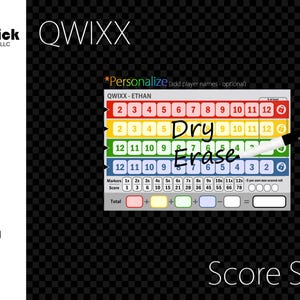 Laminated QWIXX Score Sheet, Waterproof, Reusable, Wet Erase and Dry Erase