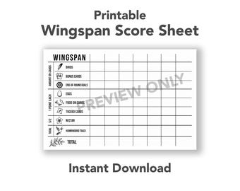 Printable Wingspan Score Sheet | Compatible with All Expansions | Digital Download Score Tracker | Board Game Scorecard PDF