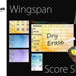 Premium Acrylic Wingspan Score Sheet Upgrade, Original Game, European, Oceania, Automa, Reusable, Wet Erase and Dry Erase