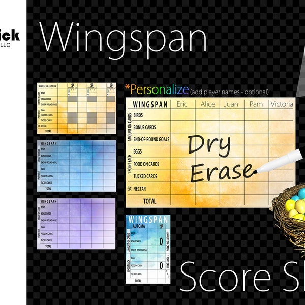 Premium Acrylic Wingspan Score Sheet Upgrade, Original Game, European, Oceania, Automa, Reusable, Wet Erase and Dry Erase