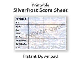 Printable Silverfrost Score Sheet | Digital Download Score Tracker | Board Game Scorecard PDF