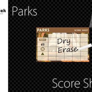 Premium Acrylic Parks Score Sheet Upgrade, Reusable, Dry Erase