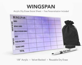 Wingspan European Expansion Acrylic Score Sheet – Reusable Dry Erase Board Game Score Pad (Velvet Backed)