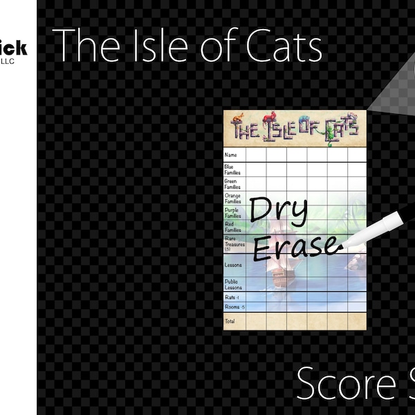 Premium Acrylic Isle of Cats Score Sheet Upgrade, Reusable, Wet Erase and Dry Erase