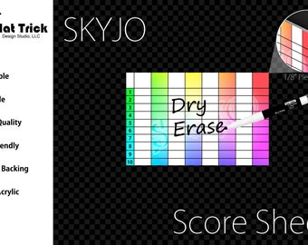 Premium Acrylic Skyjo Score Sheet Upgrade, Reusable, Wet Erase and Dry Erase