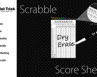 Premium Acrylic Scrabble Score Sheet Upgrade, Reusable, Wet Erase and Dry Erase