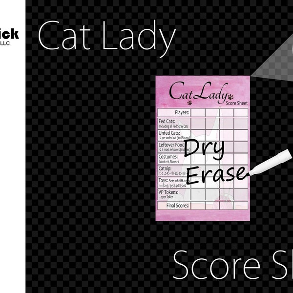 Premium Acrylic Cat Lady Score Sheet Upgrade, Reusable, Dry Erase