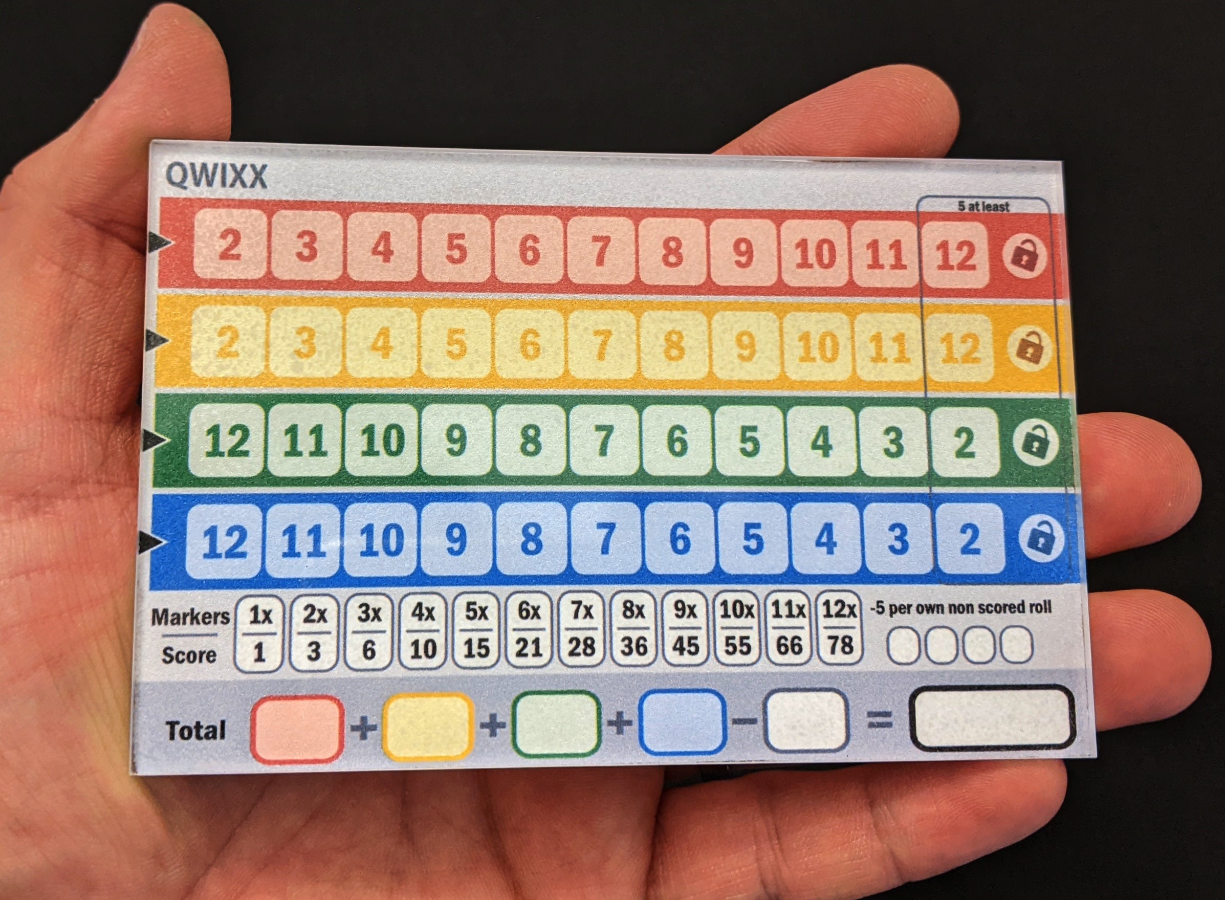 Hard Acrylic Deluxe Qwixx Game Score Sheet Plaque Score Pad - Etsy