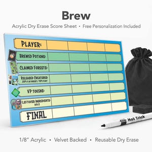 Acrylic Brew Score Sheet: Reusable Dry Erase Board