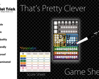 Laminated That's Pretty Clever Game Sheet, Score Sheet, Reusable, Wet Erase and Dry Erase