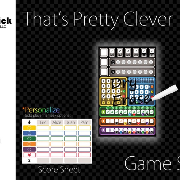 Laminated That's Pretty Clever Game Sheet, Score Sheet, Reusable, Wet Erase and Dry Erase