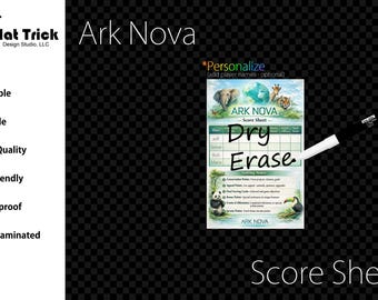 Laminated Ark Nova Score Sheet, Waterproof, Reusable, Wet Erase and Dry Erase