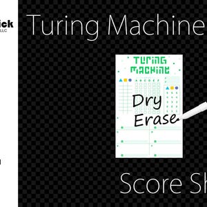 Laminated Turing Machine Score Sheet, Waterproof, Reusable, Wet Erase and Dry Erase