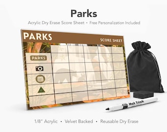 Parks Score Sheet Acrylic Upgrade, Reusable, Dry Erase
