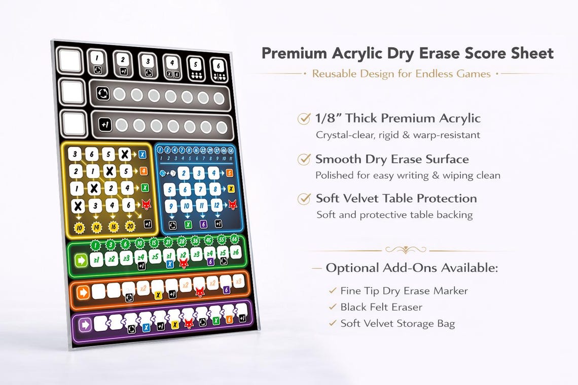 That's Pretty Clever Acrylic Score Sheet – Reusable Dry Erase Board ...