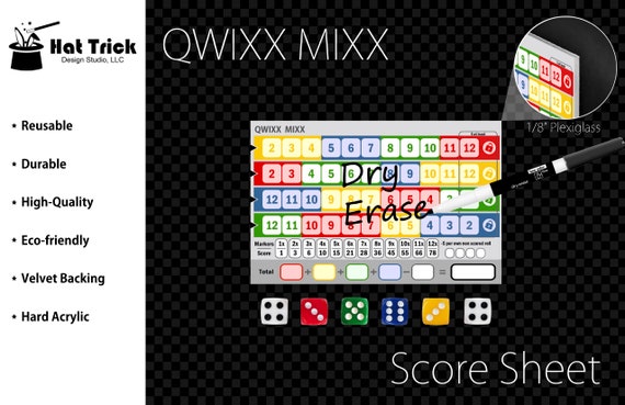 Hard Acrylic Deluxe Qwixx Mixx Game Score Sheet Plaque Score - Etsy