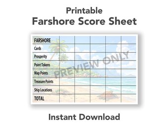 Printable Farshore Score Sheet | Digital Download Score Tracker | Board Game Scorecard PDF