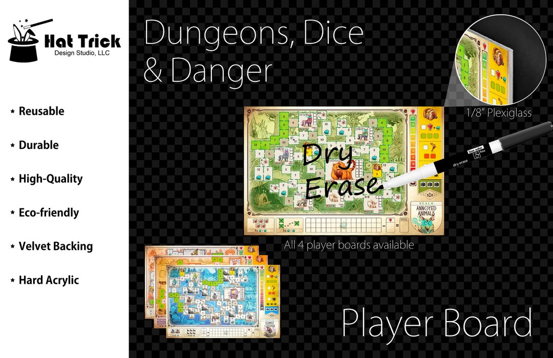Hard Acrylic Deluxe Dungeons Dice & Danger Player Board Etsy
