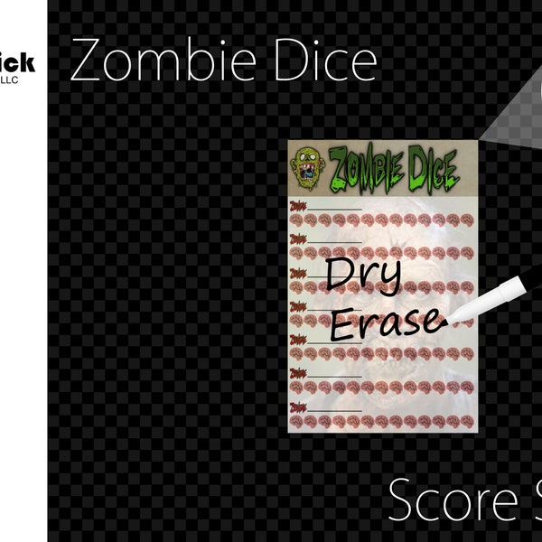 Premium Acrylic Zombie Dice Game Score Sheet Upgrade, Reusable, Dry Erase