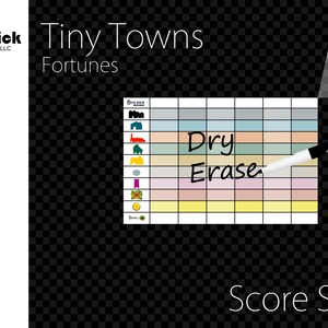 Premium Acrylic Tiny Towns Fortunes Score Sheet Upgrade, Reusable, Dry Erase