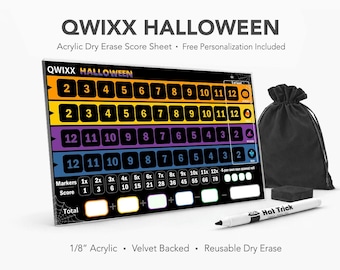 QWIXX Halloween Punkte Blatt, Hartacryl, Wiederverwendbares Trocken Abwischbares Blatt