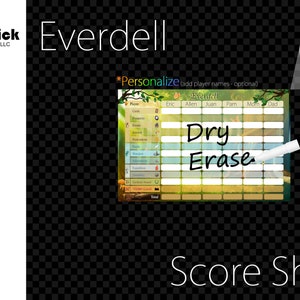 Premium Acrylic Everdell Score Sheet Upgrade, Unofficial, Reusable, Wet Erase and Dry Erase