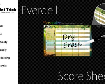 Premium Acrylic Everdell Score Sheet Upgrade, Unofficial, Reusable, Wet Erase and Dry Erase