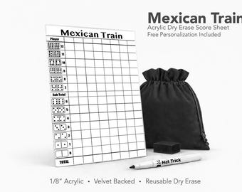 Mexican Trian Acrylic Score Sheet – Reusable Dry Erase Board Game Score Pad (Velvet Backed)