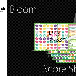 Bloom akrylpoängark – återanvändbart whiteboard-poängblock för brädspel (sammetsbaksida)