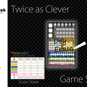 Zweimal laminiert als Clever Game Sheet, Score Sheet, Wiederverwendbar, Nass Erase und Dry Erase