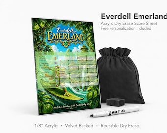 Everdell Emerland Acrylic Score Sheet – Reusable Dry Erase Board Game Score Pad (Velvet Backed) Unofficial