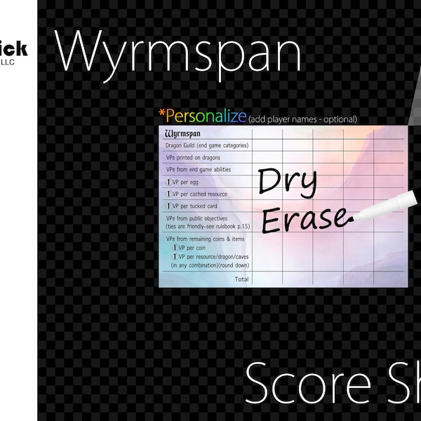Premium Acrylic Wyrmspan Score Sheet Upgrade, Reusable, Wet Erase and Dry Erase