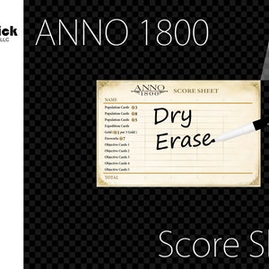 Premium Acrylic ANNO 1800 Score Sheet Upgrade, Reusable, Wet Erase and Dry Erase image 1