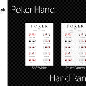 Gelamineerd pokerhandranglijstblad, Texas Hold'em