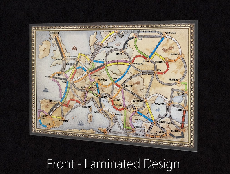 Ticket to Ride Europe Route Map, Laminated Reusable Board Game Planner ...