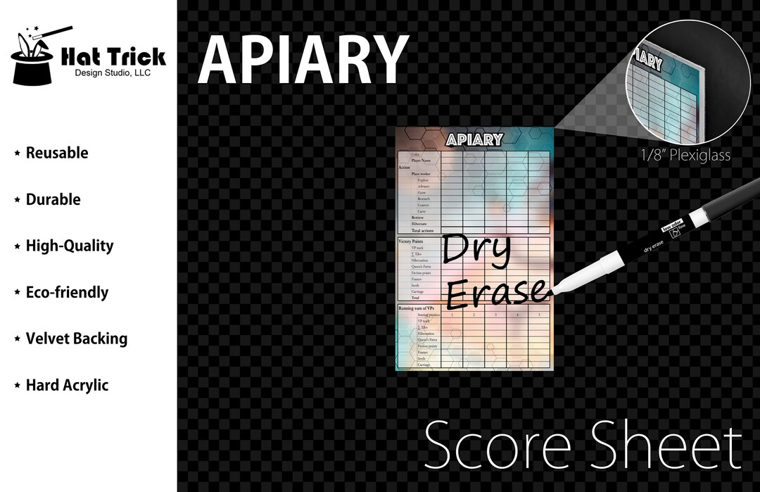 Acrylic Apiary Score Sheet: Reusable Dry Erase Board - Etsy