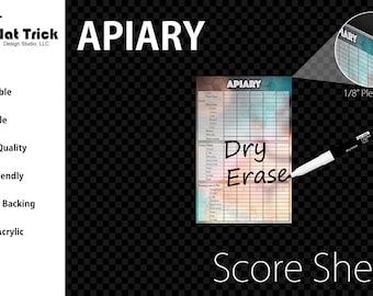 Premium Acrylic Apiary Score Sheet Plaque Upgrade, Reusable, Dry Erase