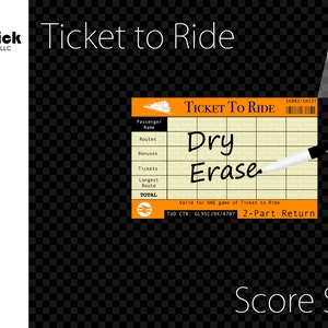 Premium Acrylic Ticket to Ride Score Sheet Upgrade, Reusable, Dry Erase