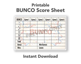 Printable Bunco Score Sheet | Digital Download Score Tracker | Board Game Scorecard PDF