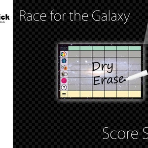 Premium acryl Race for the Galaxy Scoreblad-upgrade, herbruikbaar, nat wissen en droog wissen