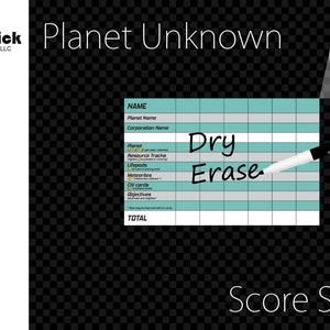 Premium Acrylic Planet Unknown Score Sheet Upgrade, Reusable, Wet Erase and Dry Erase