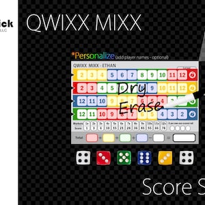 Premium Acrylic Qwixx Mixx Score Sheet Upgrade, Reusable, Wet Erase and Dry Erase