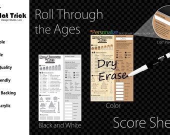 Hoja de puntuación acrílica «A través de las edades», reutilizable y borrable en seco.