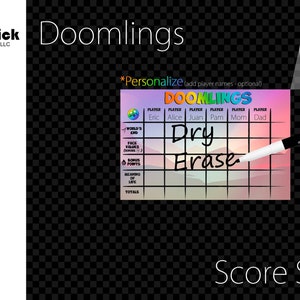 Premium Acrylic Doomlings Score Sheet Upgrade, Reusable, Dry Erase