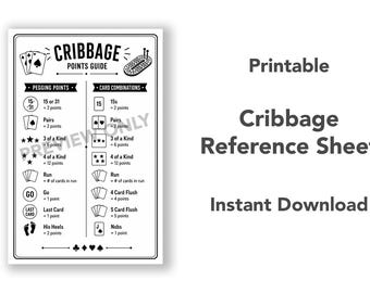 Printable Cribbage Reference Sheet | Digital Download | Board Game Scorecard PDF