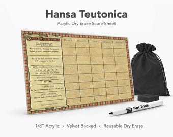 Hansa Teutonica Akrylowa Arkusz Wyników, Wielokrotnego Użytku Planszówka