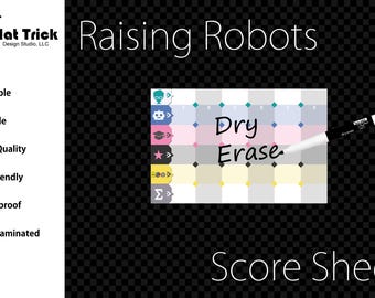 Laminated Raising Robots Score Sheet, Waterproof, Reusable, Wet Erase and Dry Erase