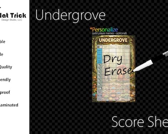 Laminated Undergrove Score Sheet, Waterproof, Reusable, Wet Erase and Dry Erase