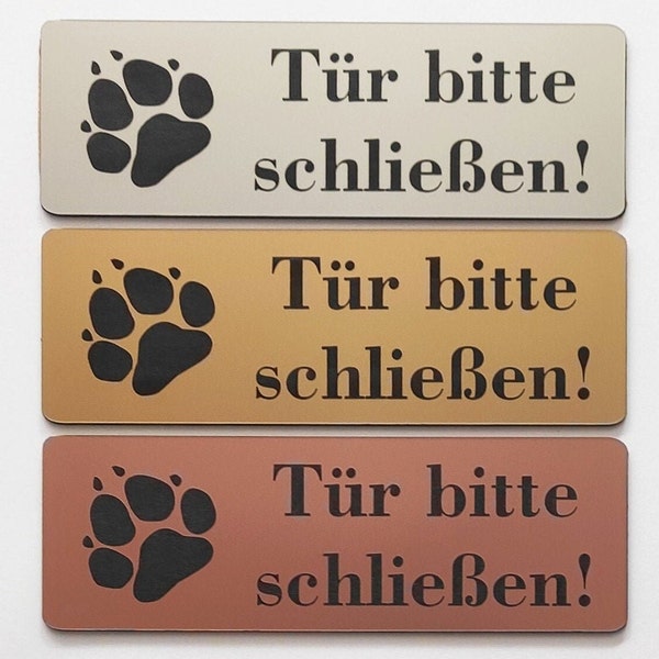 Hundeschild Warnschild Tür Bitte Schließen 12x4cm Selbstklebend Schild Achtung Hund